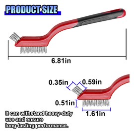 3PCS 3PCS Car Cleaning Brush Set, Small Stainless Steel Cleaning Wire Brush, Deep Rust Remover Tool with Curved Handle Grip, Car Detail Brushes for Scrubbing Dirt, Paint (Steel)