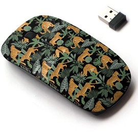 2.4G Wireless Mouse with Cute Pattern Design for All Laptops and Desktops with Nano Receiver - Safari Leopard palmleaf