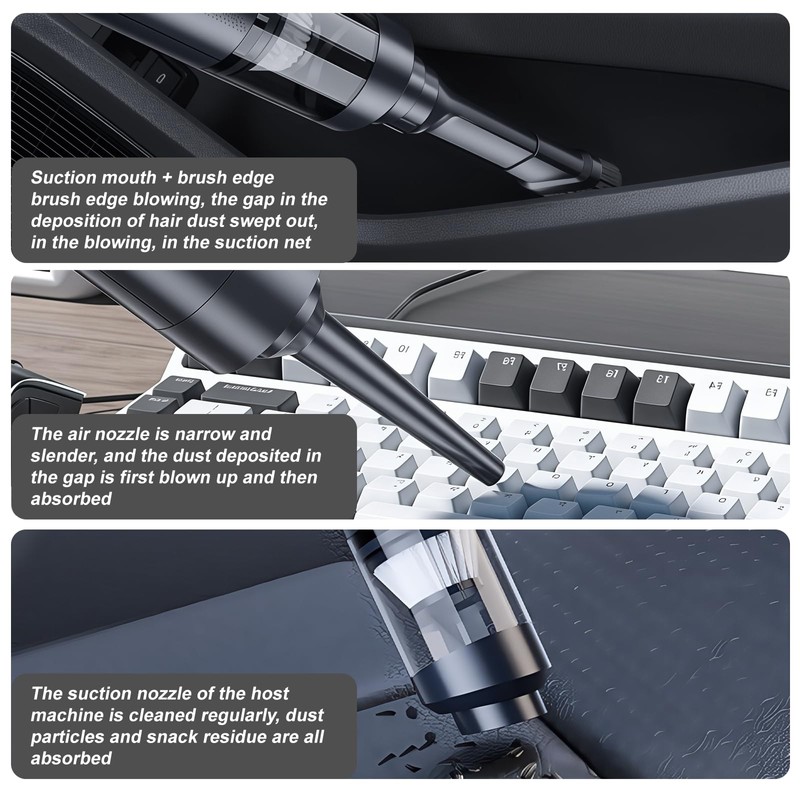 GOEDCH Akku Handstaubsauger Tragbarer Staubsauger: Handstaubsauger für Auto, Leistungsstarker kabelloser