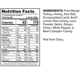 Snack Mates by Noble Made by The New Primal, Classic Turkey Mini Meat Snack Sticks, 2.5 Ounce