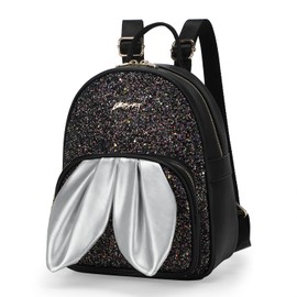 BE SMART Kids Backpack, Elegant and Cute Toddler Backpack for Little Girls Children, Preschool Bookbag Unique Mini Travel Bag with Cute Rabbit Ears and Flash Design, Black