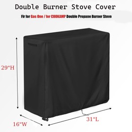 Aidetech Double Burner Stove Cover Fit for Gas One / for COOKAMP Double Propane Burner Stove, Waterproof Outdoor Camping Cooking Stove Cover Grill Burners Covers, for Camp Paito RV -(31x16x29 inch)