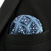 SHLAX&WING Men's Blue Silk Blue Checkered Pocket Square, 12.6 x