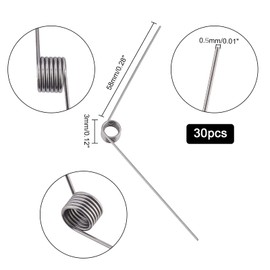BENECREAT 30pcs Stainless Steel Small Torsion Spring, 0.5mm Wire Diameter Mechanical Torsion Springs for DIY Woodworking, Furniture, Repair Project