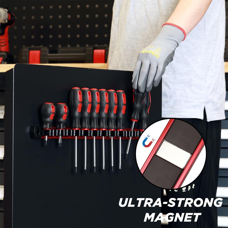Mayouko Magnetic Screwdriver Wrench Organizer, Aluminum Rail Magnetic Tool Holder,