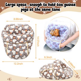 Wenqik 2 Pcs Guinea Pig Bed Cuddle Warm Hideout Small Animal Sack Cozy House Bedding Sleeping Cushion Portable Pet Carrier Cage Nest for Rabbit Hamster Rat(Gray, Pink,Heart)