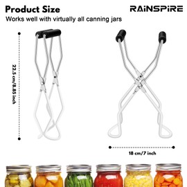 Canning Jar Lifter, Canning Tongs Jar Lifter, Canning Tools, Canning Supplies for Home Kitchen, Stainless Steel, White