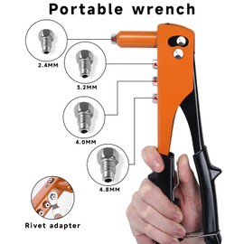 WUFANC Rivet Pliers Set, Metal Material Riveter Set, Not Easy to Deform and Bend, Blind Riveter Nnclusive 200 Rivets and Four Drills, for Number Plates, Furniture and Door Locks