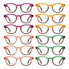 Eyekepper 12-Pack Spring Hinges Reading Glasses for Women Cute Readers Ladies +0.75