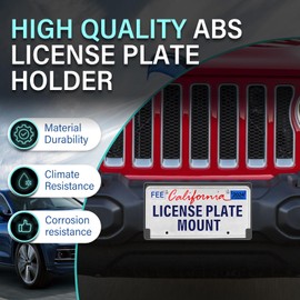 GRUOIZ Quick Install Front License Plate Holder Compatible with Jeep Wrangler JL JLU & Gladiator JT 2018-2025 ABS License Plate Mounting Bracket Replacement Frame with Screws
