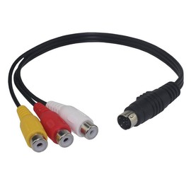 Rosebe Convenient Conversion Cable, 7-Pin Mini-DIN Male to Composite Female AV Red-White-Yellow Converter Cable (0.25m) MD7P-3RCA