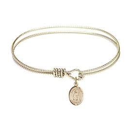 7 1/4 inch Oval Eye Hook Bangle Bracelet w/St. Grace in Gold-Filled