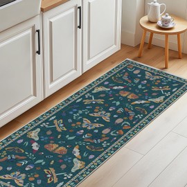 Hallway Runner Rug 2x6, Washable Rugs Runner Area Rug for Hallways Kitchen Runner Rug, Ultra-Thin Soft Modern Print Rugs， Non-Slip Stain-Resistant Kitchen Mat, Non-Shedding & Easy Care, Dark Green