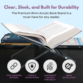 HappyDesk Clear Acrylic Book Stands - Cross Frame Acrylic Book Holder, Open Book Stands for Display and Reading, Suitable for Art, Bible Stand, Cookbook, Easel, Magazine, Textbooks