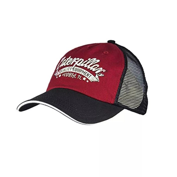 Caterpillar CAT Quality Equipment Maroon Red & Black Script Mesh