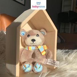 Baby-Nova Soft Fabric Grasping Toy for Babies - Motor Skills Toy and Rattle - Cute Baby Toy for Boys and Girls to Play and Cuddle - Bear