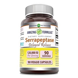 Amazing Nutrition Serrapeptase (120, 000 Units - 90 Capsules) - Natural Anti-inflammatory - Promotes Healthy Sinuses - Supports Cardiovascular Immune and Arterial Health