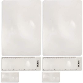 Premium 2-Pack Full Page Magnifier Set By Magniset – Fresnel Lens Plastic 7.5” x 10” Magnifying Sheet – Bonus 2 Compact Portable Credit Card Magnifiers & 2 Ruler Magnifiers Included - 3x magnification