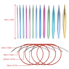 Yunxwd Knitting Needles Set, 26 Pieces Interchangeable Aluminium Knitting Needles with 4 Pieces Circular Plastic Wires, Double Pointed Knitting Needles for Socks, Scarves, Sweaters