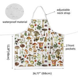 JTOUK Mushrooms Kitchen Apron Cottagecore Cooking Mushroom Gift Toadstool Gift Chef Gift Witchy Apron Gift for Mushrooms Lover (Mushroom Apron EU)