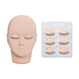 ANNAFRIS Eyelashes Extension Mannequin Head Replaced Eyelids Mannequin Head Practice Eyelashes Extension Training Head with 4 Pairs Removable Eyes(Head C-PINK)