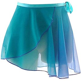 TACKTIMES Women Gradient Chiffon Ballet Wrap Skirt Asymmetric Dancing Skate Over Scarf Lyrical Dance Costumes Tutu Skirts (CA/US, Alpha, One Size, Regular, Regular, Green)