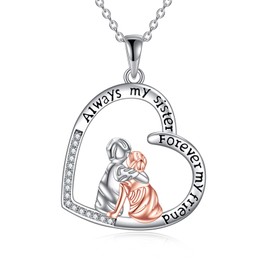 YAFEINI Brother and Sister Necklace Sister Gifts from Brother for Sister Sterling Silver Brother and Sister Pendant Necklace Jewellery for Birthday Christmas Gifts, Sterling Silver