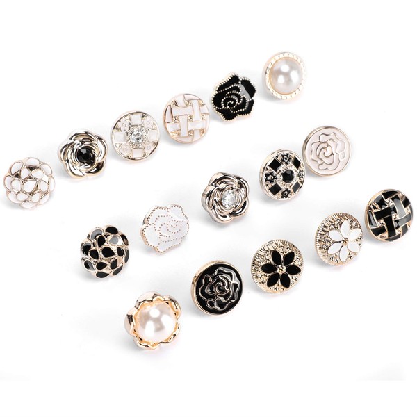 Pack of 30 Buttons Without Sewing, Brooch Buttons Jeans Buttons