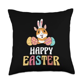 Rabbit Egg Chocolate Jesus Easters Happy Easter Bunny Guinea Pig Egg Resurrection Happy Easter Jesus Throw Pillow, 18x18, Multicolor