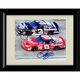 Generic Framed Dale Jr. #8 and Dale Earnhardt #3 - Side by Side - Framed Autograph Print (Black Cherry, 8x10)
