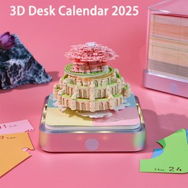 EMANNON Time Piece Calendar 2025, Time Piece Desk Calendar With LED Light, DIY Tear-Away Timepiece Calendar 3D Memo Pad Paper Carving Notepad