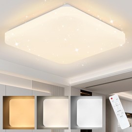 ZMH Ceiling Light LED Ceiling Light Bedroom Lamp Starry Sky Dimmable with Remote Control 37 W Children's Room Ceiling Lighting Kitchen Lamp Square Hallway Lamp 28 cm for Living Room Kitchen Hallway