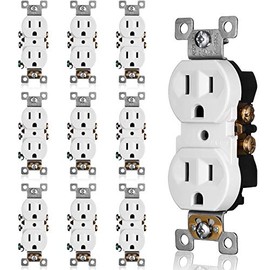 Faith [10-Pack] Duplex Receptacle Outlet, Non-Tamper-Resistant 3-Prong Outlet Receptacle, 3-Wire, Self-Grounding, 2-Pole,15A 125V, UL Listed, White