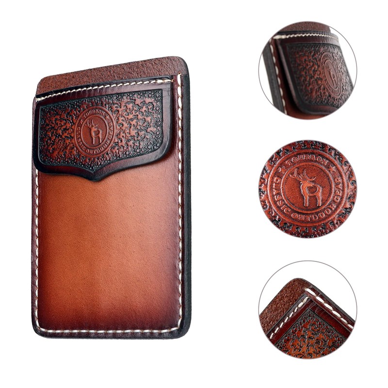 TOURBON Chest Pocket Pen Holder Genuine Leather Guard Tool Pen