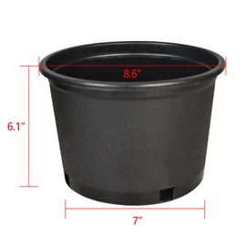 findmall Short 2 Gallon Premium Nursery Plastic Planter Flower Herb Vegetable Garden Grow Pots with Drainage Holes for Outdoor and Indoor Use, Black, 10 Pack