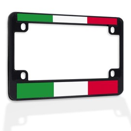 Fastasticdeals Metal Insert Bike License Plate Frame Italian Flag A Weatherproof Motorcycle Accessories Black 4 Holes Solid Insert