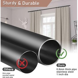 Basic Window Curtain Rods 28 to 62” - 1 Inch Heavy Duty Blackout Curtain Rod Set,Adjustable Drapery Rods with Brackets for Kitchen,Sliding Glass Door - Black