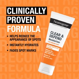 Neutrogena Clear and Defend Moisturiser 50 ml, Oil-Free Daily Face Cream for Spot-Prone Skin, with Purifying 0.5% Salicylic Acid to Help Prevent Breakouts for Smoother, Softer & Clearer Skin