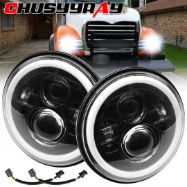 CHUSYYRAY Pair 7" inch Round Led Headlights Hi/Lo Beam FOR Mack Granite CV713 Dump Trucks