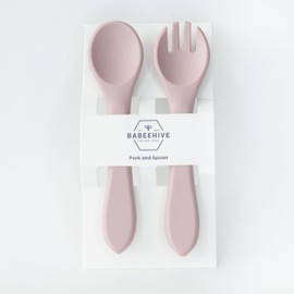 Babeehive Goods Spoon and Fork | Safety, Ergonomics, and Practicality | Perfectly Sized For Tiny Hands | Food-Grade Materials, BPA-Free | Versatile, Suitable, and Convenient (Clay)