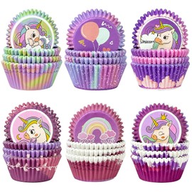 qiqee Unicorn 300-Count Cupcake Liners Standard Cupcake Cups 6 Design Cupcake Papers Baking Cups Cupcake Wrappers for (Standard Size)