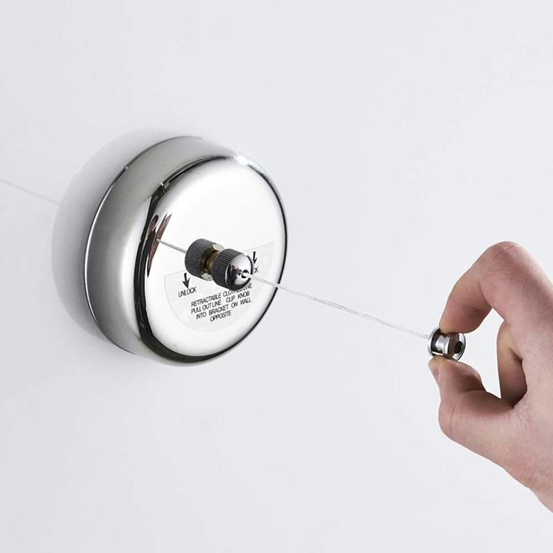 KUNGYO Extendable Washing Line - Wall Mounted Pull Out Stainless