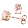Solid 14k Rose Gold Morganite Fleur-de-lis Stud Earrings (6x4mm Oval)