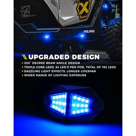 Xprite Rock Lights, 4 Pods Aluminum LED Rock Lights, 220° Wide Angle RGB Rock Lights with APP/RF Remote Control Chasing Effect, Music Sync and Turn Brake Signals, Rock Lights for Trucks/Jeeps/UTV/ATV