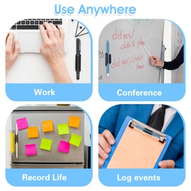 Amabro 12 PCS Adhesive Pencil Pen Holder, Silicone Pen Holder for Desk Wall Marker Clip Pencil Holder with Adhesive Stickers for Clipboard School Office Teacher Classroom Organizer Accessories