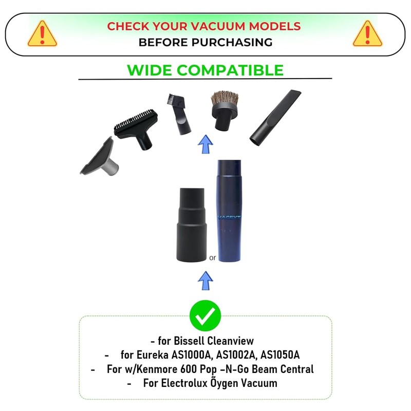 Universal Vacuum Attachments & Brushes Kit - Hardwood Floor Vacuum