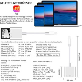SUNTRSI Card Reader for Mobile Phones, Micro SD Card Camera Card Reader Adapter, Card Reader Adapter with Double Card Slot, Charging and Card Reading Simultaneously, No App Required