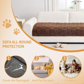 Akpgq Waterproof Couch Cover for Dogs Washable,Fuzzy Pet Couch Covers for Sofa,Thick Soft Dog Mat Non-Slip Couch Covers for 3 Cushion Couch Sofa Pet Friendly (Brown, 35x82(1pc))