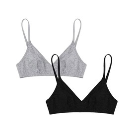 Varsbaby Women Cotton Soft Seamless Unlined Bralette Bras for Women, Black+grey