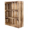 Set of 2 Shallow, Flamed Box Shelves with 3 Compartments